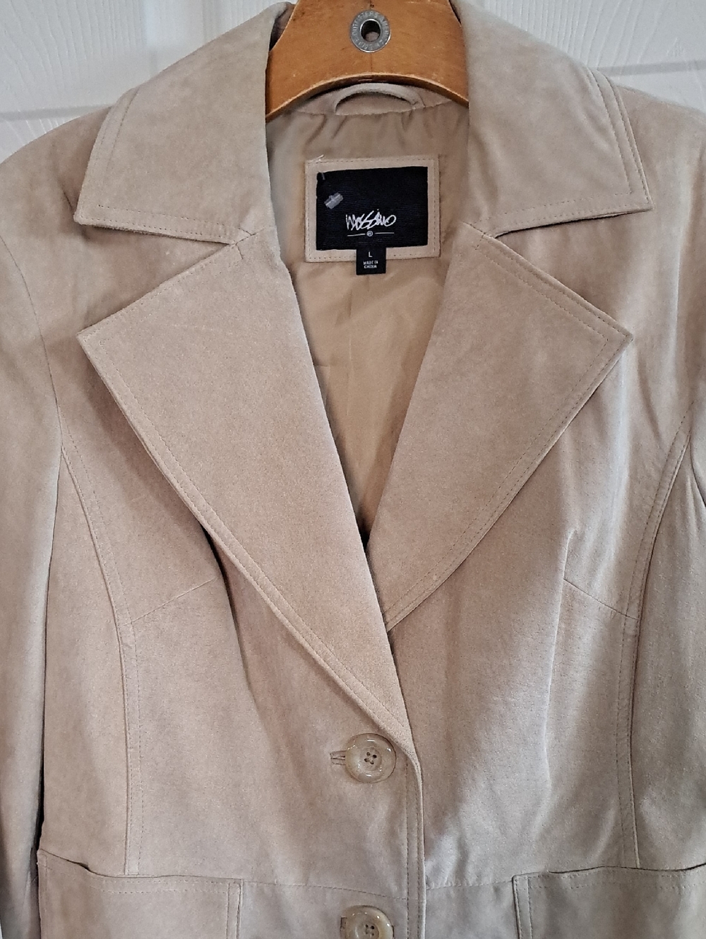 Mossimo Genuine Suede Leather Y2K Classic Soft Beige Tailored Blazer Jacket - Picture 3 of 13